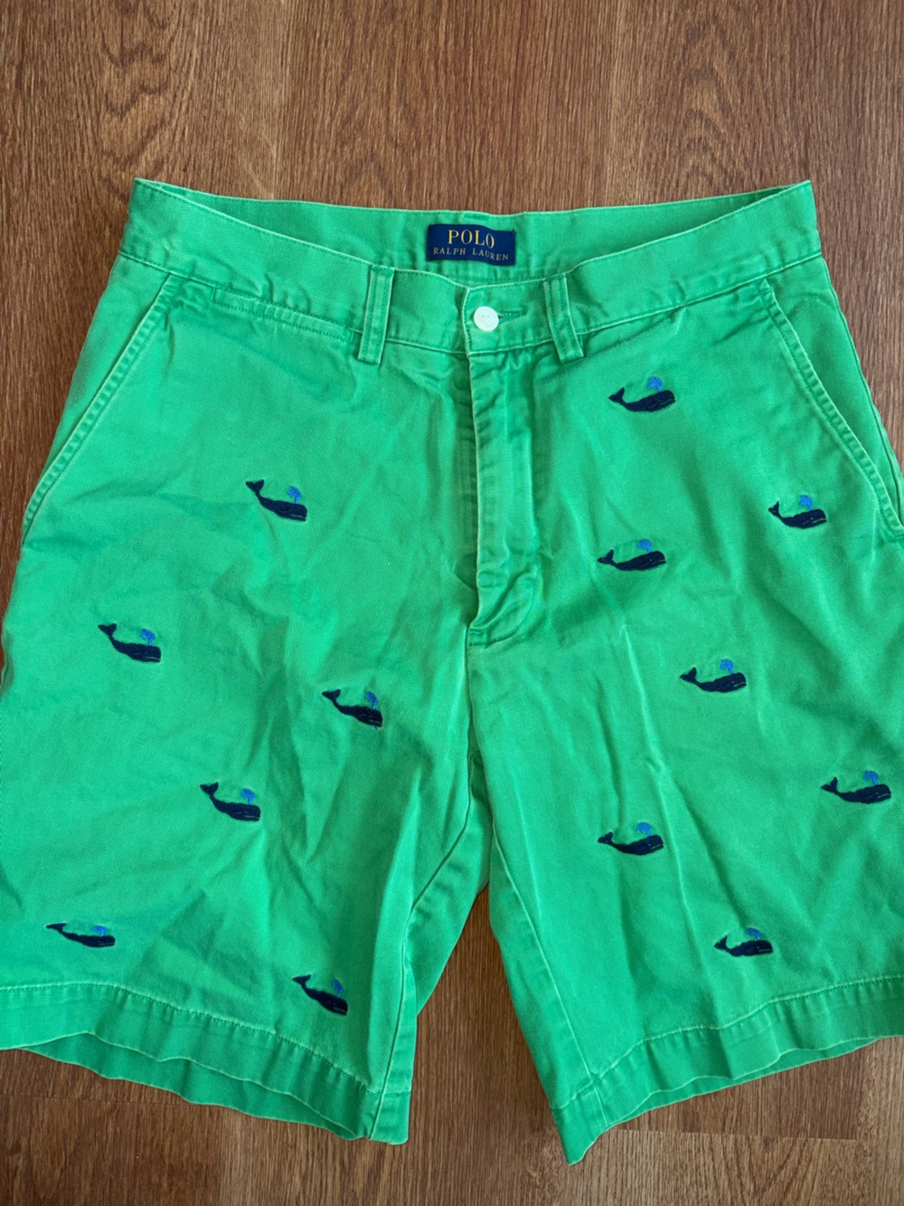 Ralph Lauren Green Chino Shorts with Navy Logo Tag